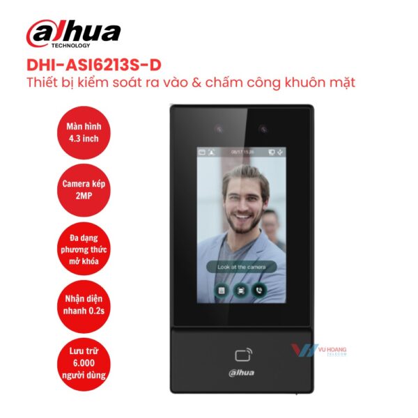 Máy Chấm Công Khuôn Mặt Dahua DHI-ASI6213S-D IP65