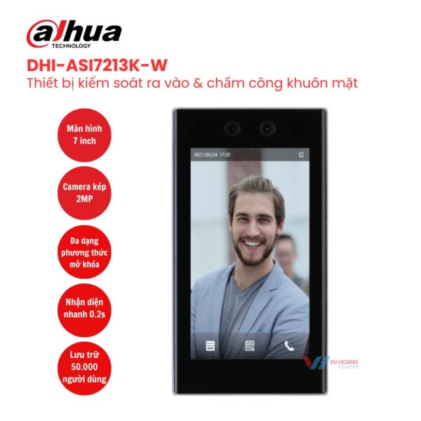 Máy Chấm Công Khuôn Mặt Dahua DHI-ASI7213K-W Pro