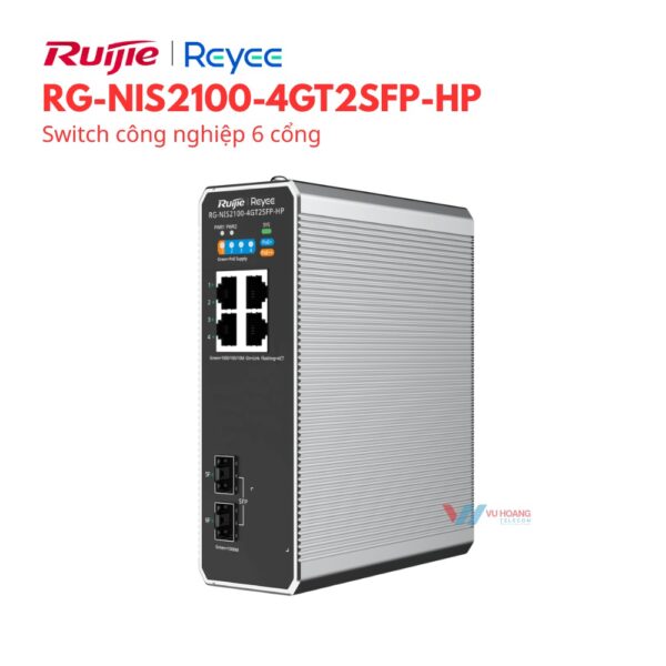 Switch công nghiệp 6 cổng Reyee RG-NIS2100-4GT2SFP-HP