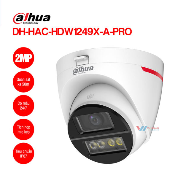 Camera Dahua DH-HAC-HDW1249X-A-PRO có màu giá rẻ tại Vũ Hoàng Telecom