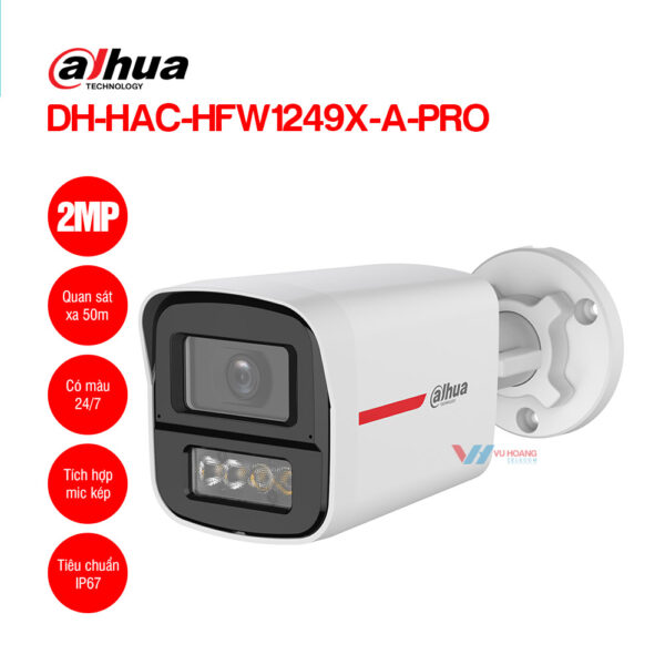 Camera Dahua DH-HAC-HFW1249X-A-PRO có màu 24/7