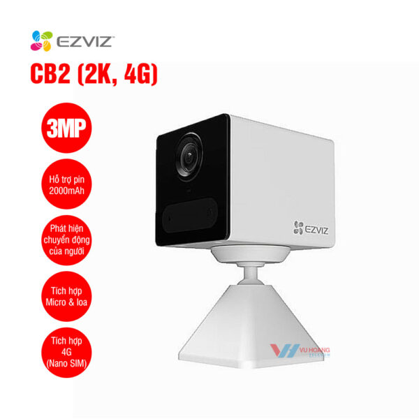 Camera Wifi dùng pin 3MP EZVIZ CB2 (2K, 4G)
