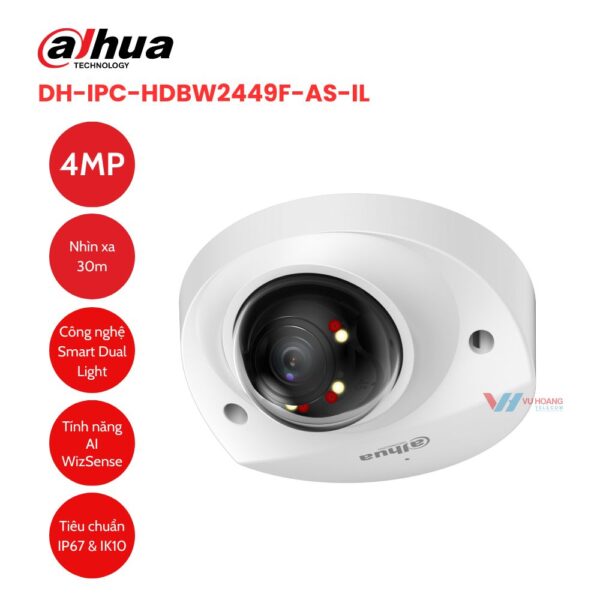 Camera IP 4MP DAHUA DH-IPC-HDBW2449F-AS-IL