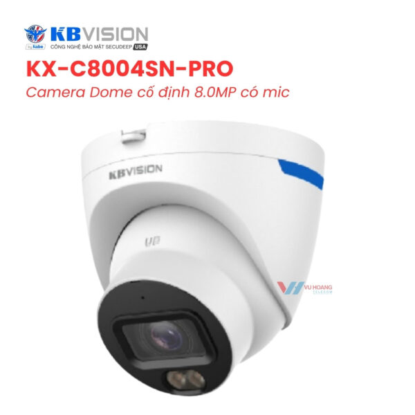 Camera KBVISION KX-C8004SN-PRO - Dome 8MP 4K AI Mic