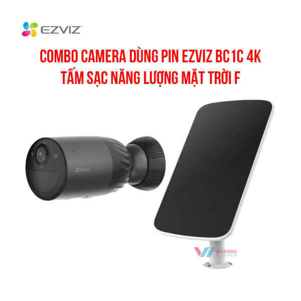 Combo camera dùng pin Ezviz BC1C 4K + tấm sạc năng lượng mặt trời F