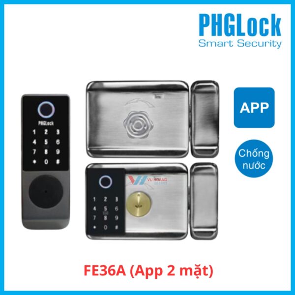 Khóa Cửa PHGLock FE36A App 2 Mặt Cổng Ngoài Trời