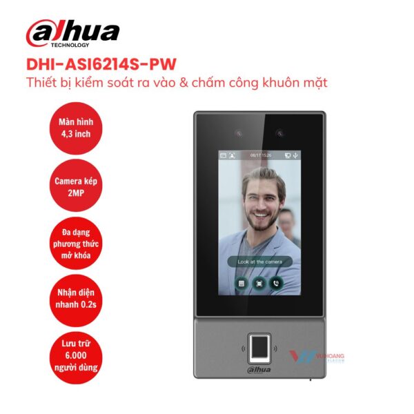 Kiểm soát ra vào bằng khuôn mặt DAHUA DHI-ASI6214S-PW