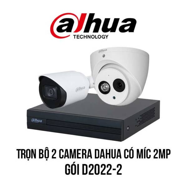 trọn bộ 2 camera DAHUA tích hợp míc 2MP