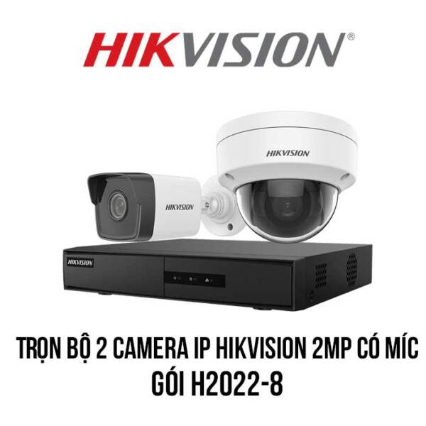 Lắp trọn bộ 2 camera 2MP IP HIKVISION có míc