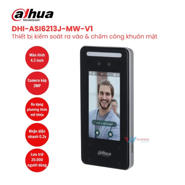 Máy Chấm Công Khuôn Mặt Dahua DHI-ASI6213J-MW-V1
