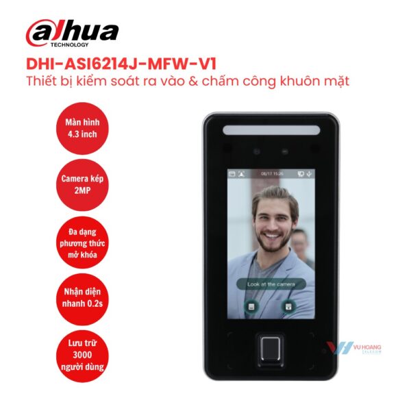 Máy Chấm Công Dahua DHI-ASI6214J-MFW-V1 | IP65