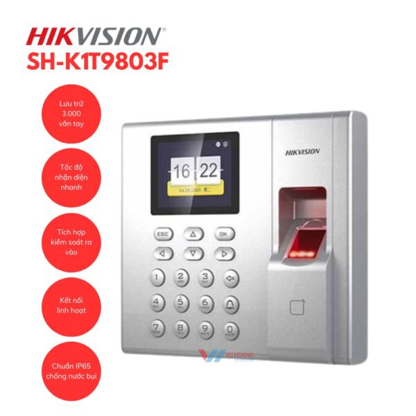Máy chấm công vân tay HIKVISION SH-K1T9803F chính hãng