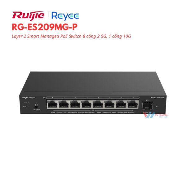 Smart Managed PoE Switch 8 cổng Reyee RG-ES209MG-P