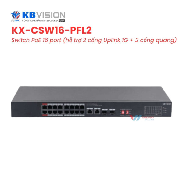 Switch PoE KBVISION KX-CSW16-PFL2 - 16 Port 135W SFP