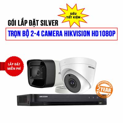 Trọn bộ 2 camera HIKVISION HD1080P cho shop (SILVER H42019-3)