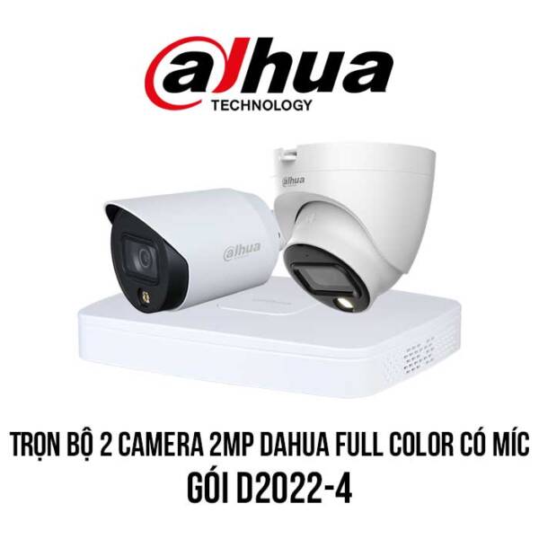 Trọn bộ 2 camera DAHUA Full Color 2MP có míc