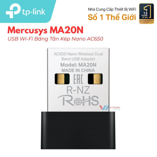 USB Wifi Mercusys MA20N Nano AC650 | Cắm Là Chạy