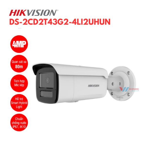 Camera Hikvision DS-2CD2T43G2-4LI2UHUN Hồng ngoại 80m