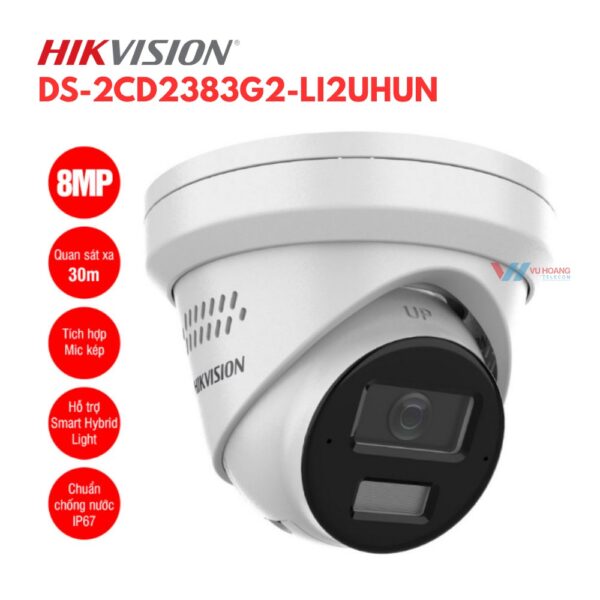 Camera IP Hikvision DS-2CD2383G2-LI2UHUN 8MP, Mic Kép