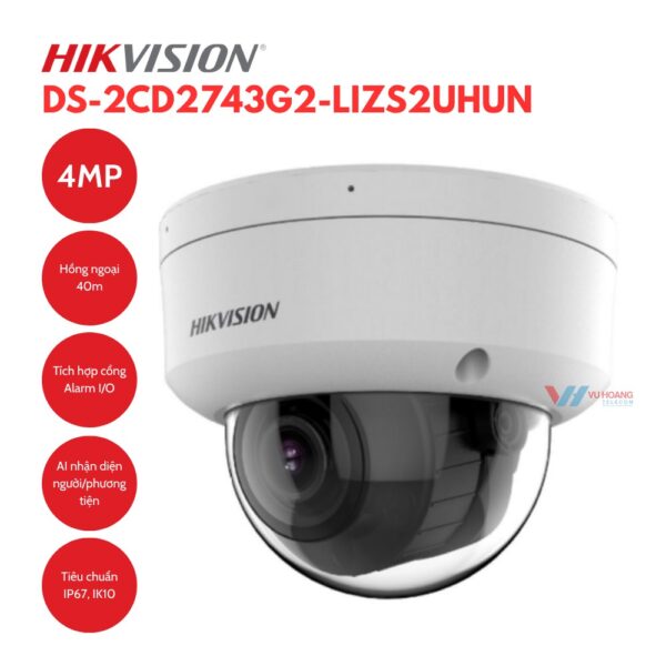 Camera IP Dome Hikvision DS-2CD2743G2-LIZS2UHUN IK10, I/O